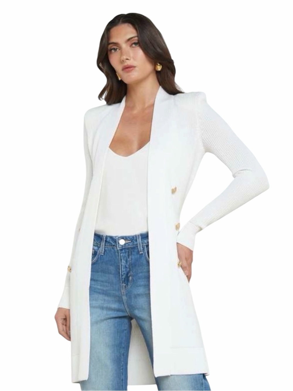L’AGENCE NOE Metallic Double Breasted Cardigan Size Medium.